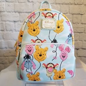 Loungefly Winnie the Pooh Balloons Mini Backpack Bag Blue New